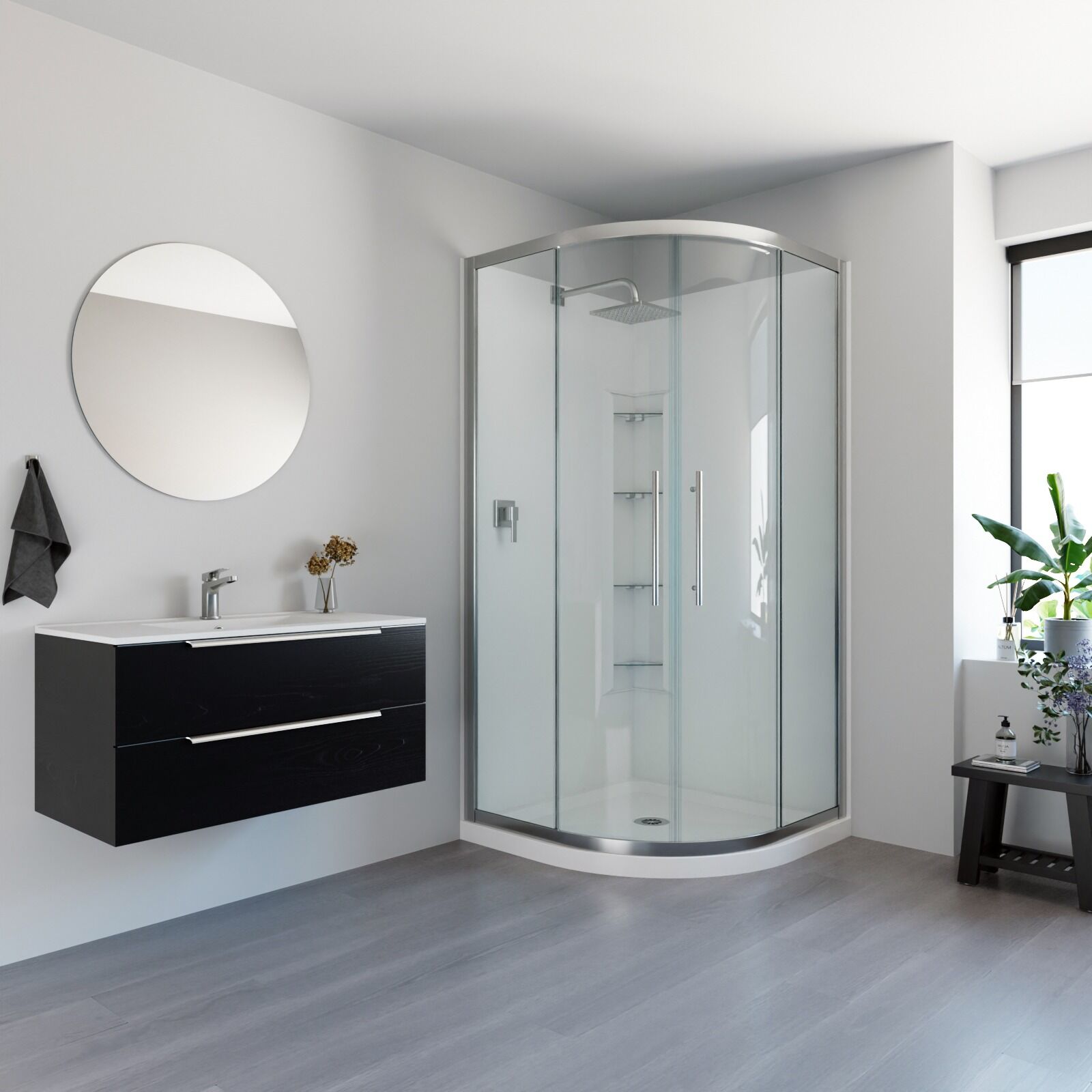 Full Shower Acrylic Curved Chrome - Image 7