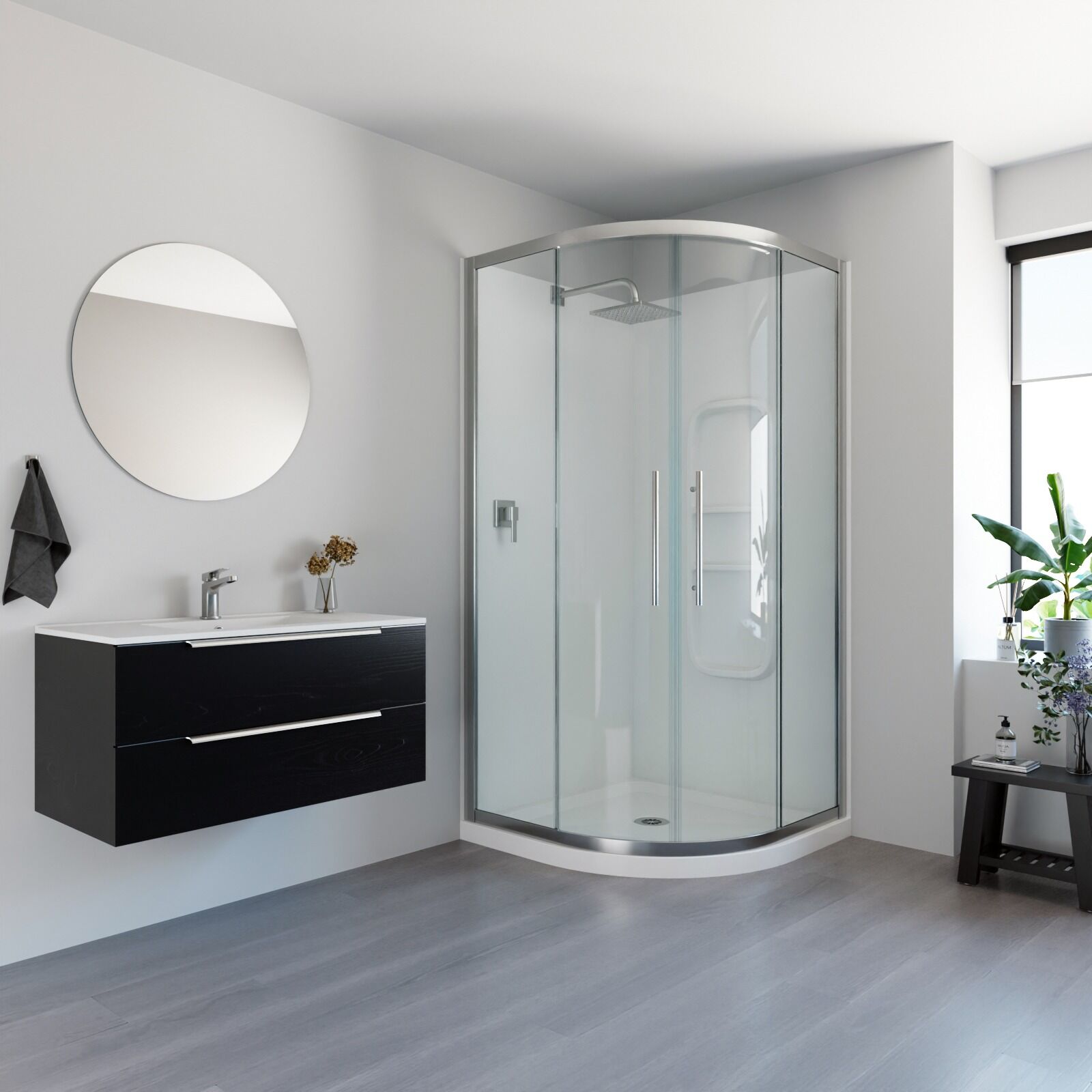 Full Shower Acrylic Curved Chrome - Image 8