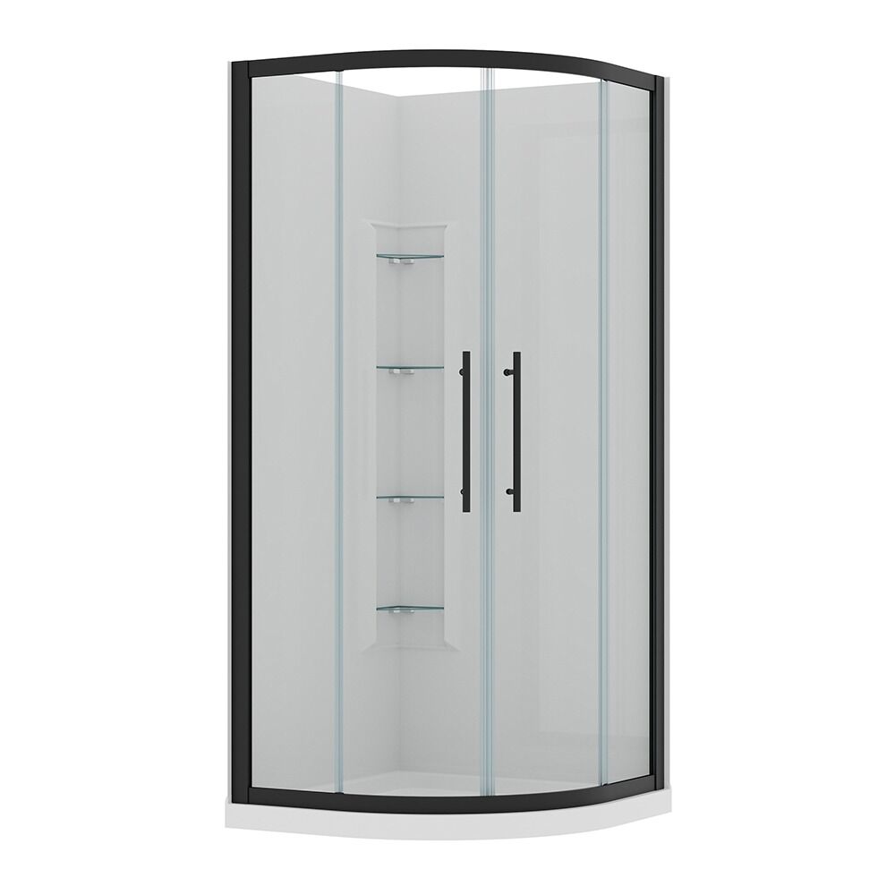 Full Shower Acrylic Curved Black - Image 3